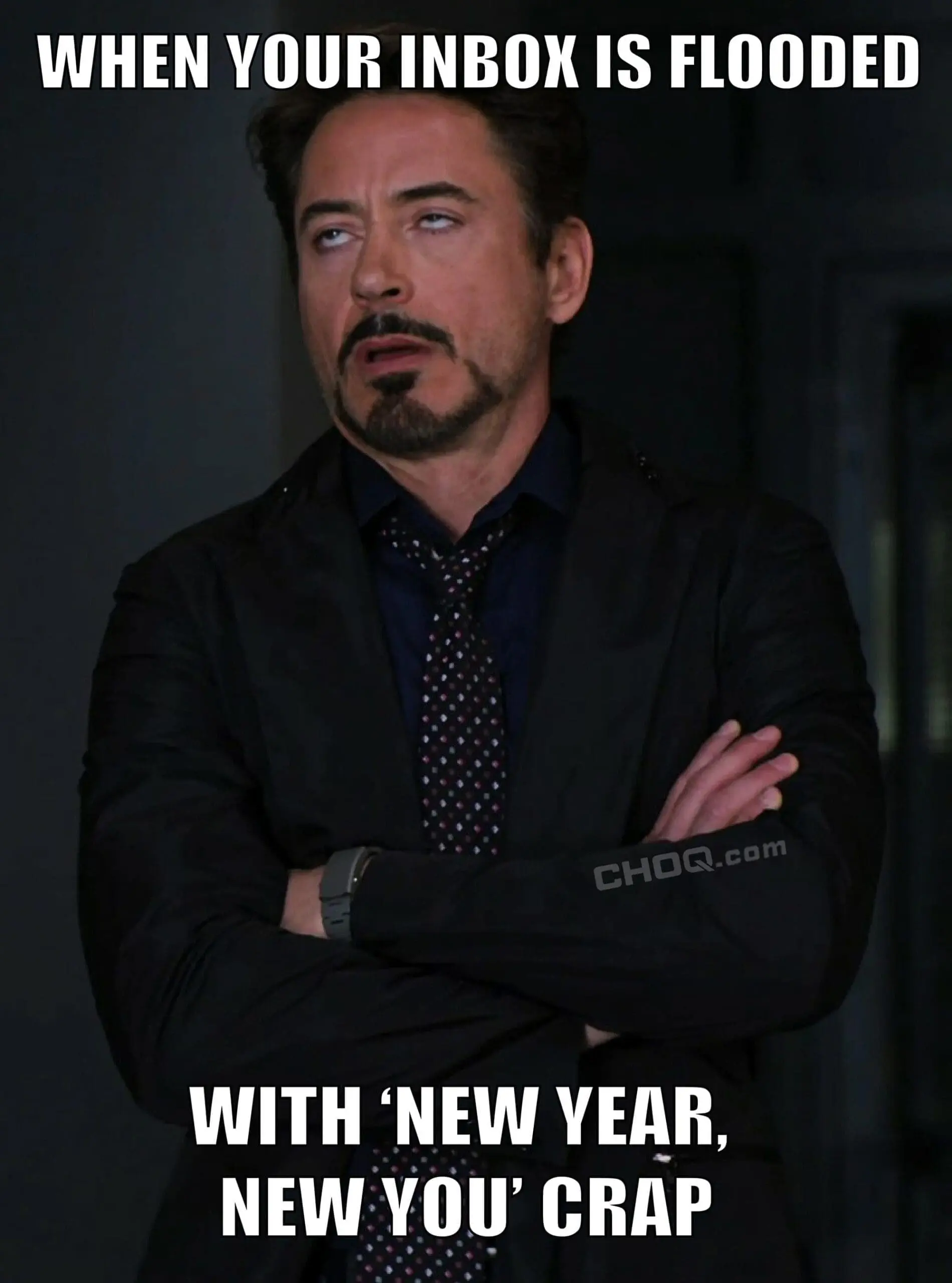 Tony Stark Eye Roll New Year New You Meme CHOQ